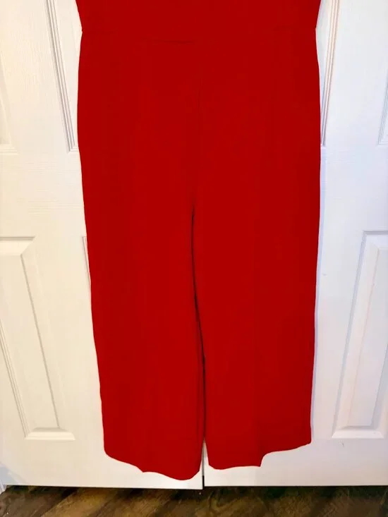 Banana Republic Crepe Sleeveless Cowl-Neck Jumpsuit Cherry Red 12 - Picture 8 of 10
